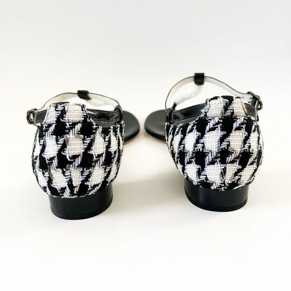 Chanel CC Sandals Tweed Patent Leather T Strap Flats Size Eu 39 - Picture 5 of 15